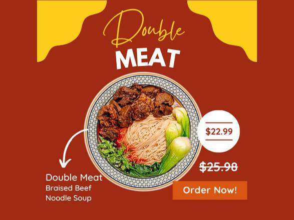 Double Meat Braised Beef Noodle Soup 双倍肉红烧牛肉面
